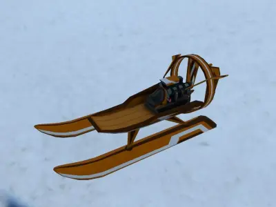 Airboat snow sled for sims Low-poly 3D model