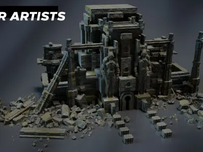 Ancient Temple  Kitbash Asset Pack Low-poly 3D model