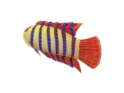 Ornate Climbing Perch Fish Animated Low-poly 3D model