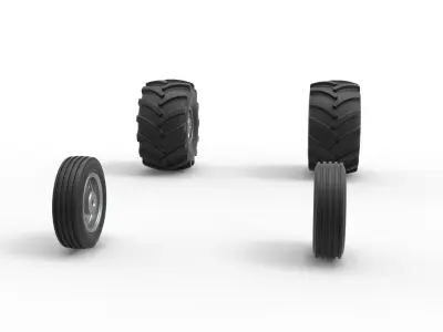 Wheel set of Vintage 2wd Pulling truck Scale 1 to 25 3D print model