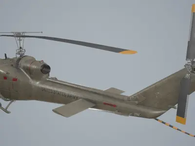 Bell UH-1C US Army Basic Animation Low-poly 3D model