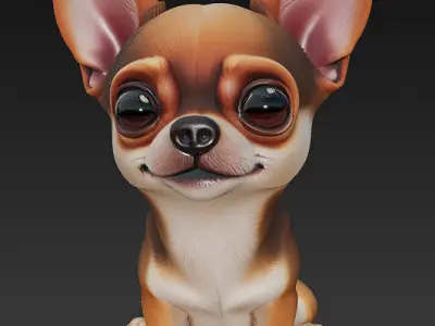 Chihuahua Puppy Dog Realistic 3D Model - Low Poly Realistic Low-poly 3D model