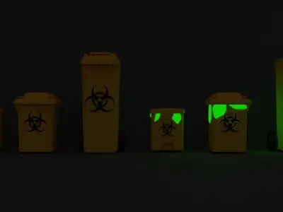 Biohazard Trash Bin Pack Low-poly 3D model