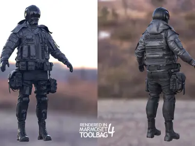 Female Military Outfit 5 Low-poly 3D model