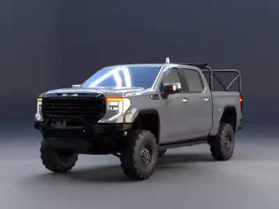 Heavy Duty Offroad Pickup Truck 3D Model for Games Low-poly 3D model