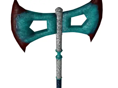 Fantasy double edged war axe Free low-poly 3D model
