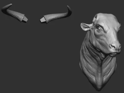 Bull Head Sculpture for 3D Printing Realistic Bust 3D print model