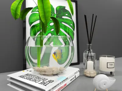 decorative set 02 with aquarium 3D model