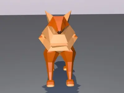 Lowpoly Wolf polygonal fox 3D model