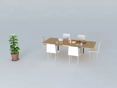 Dining table with breakfast Free 3D model