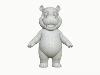 High-Quality Cute Cartoon Hippopotamus 3D model