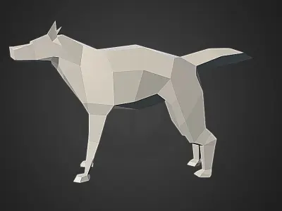 Low Poly Wolf polygonal dog Free low-poly 3D model