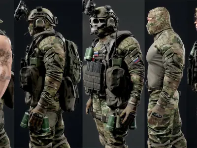 MODULAR RUSSION-SOLDIER PACK Low-poly 3D model