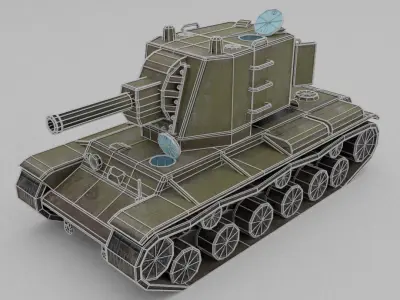 KV-2 1939 Heavy Assault Tank Low-poly 3D model