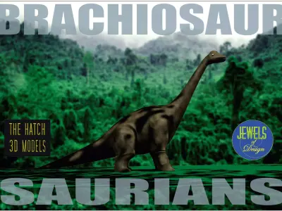 Brachiosaur model dinosaur in grass Low-poly 3D model