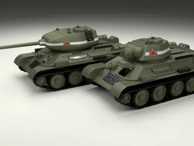 T-34-76 85 w Engine Bay and Interior 3D model