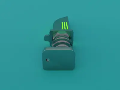 SCI-FI knife 3D model green Low-poly 3D model