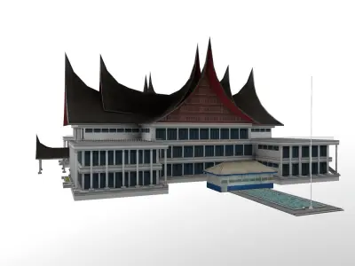 DPRD Padang office building indonesian Low-poly 3D model