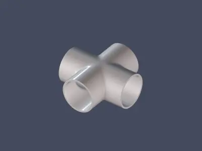 4 Way Pipe Connector Low-poly 3D model