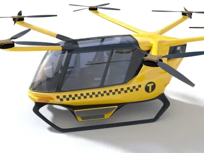 Yellow Taxi Drone with Interior 3D model