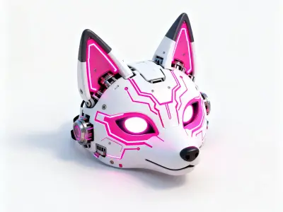 Stylized Cyber Fox Mask 3D Model 3D Model Low-poly 3D model