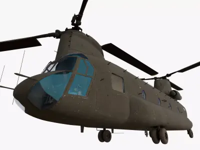 CH-47A Chinook US Army Transport Helicopter PBR Low-poly 3D model