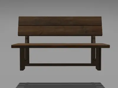 Wood Bench Low poly Game ready Low-poly 3D model