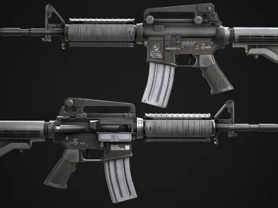 Modern AAA Game Ready weapons pack Assault Rifles SMGs and LMG Low-poly 3D model