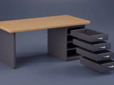 Stylized Office Desk Free 3D model