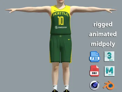 T-Pose Rigged Sue Bird Seattle Storm 3D model