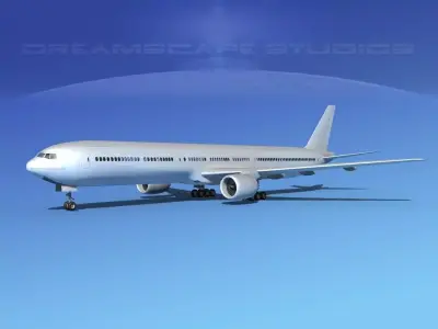 Boeing 777-300 Bare Metal 3D model