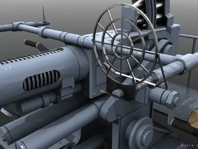 Bofors 40mm gun Low-poly 3D model