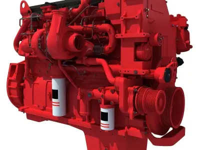 Red Truck Engine 3D Model 3D model