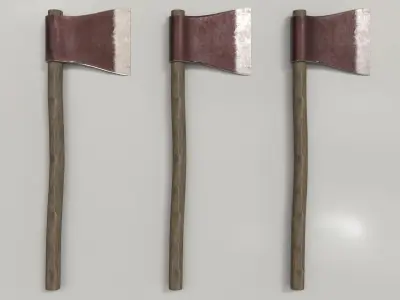 Wood Axe Set Low-poly 3D model