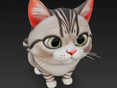 Cat Realistic 3D Model Basic - Low Poly Realistic Low-poly 3D model