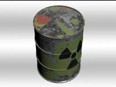 Low Poly Game Ready Military Nuke Barrel Prop Barrel Low-poly 3D model