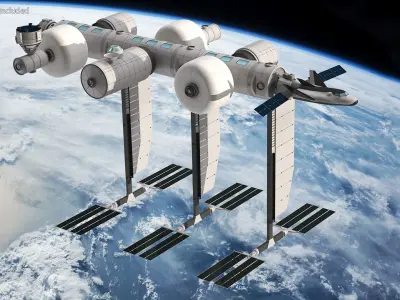 Blue Origin and Sierra Space Station 3D model