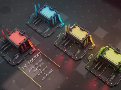 Vehicles Factory for RTS Games Low-poly 3D model