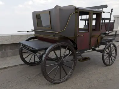 Horse Carriage Low-poly 3D model