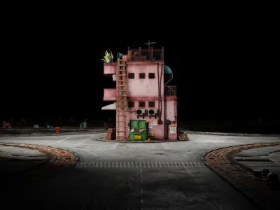 ASIAN URBAN BUILDING HONGKONG 01 Low-poly 3D model