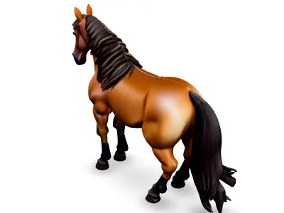 Realistic Chestnut Horse 3D Model Low-poly 3D model