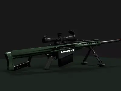 barrett 50 cal low poly 3d model Low-poly 3D model