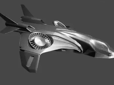 spaceship futuristic jet flying in air Low-poly 3D model