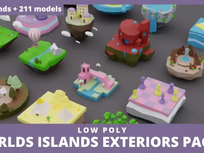 Low Poly Worlds Islands Exteriors Pack 3 Low-poly 3D model