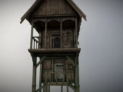 Medieval lake village - House 12 Low-poly 3D model