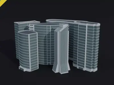 Cartoon skycrapers 2 Polygonal Style Low-poly 3D model