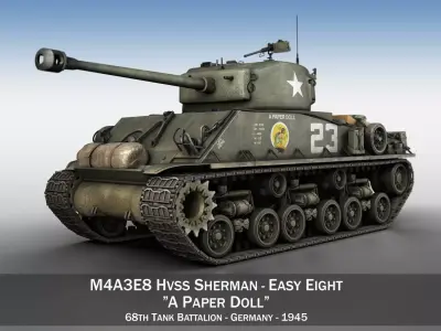 M4A3E8 Sherman - Easy Eight - A Paper Doll 3D model