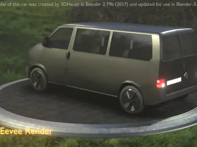 City Car 5 Commercial Minibus Type-C Black Low-poly 3D model