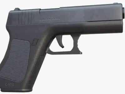 Simple Pistol Low-poly 3D model