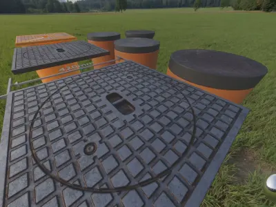 Sewer Cover 5 with Pipes Low-poly 3D model